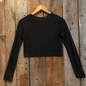 Zara long sleeve round neck crop top black